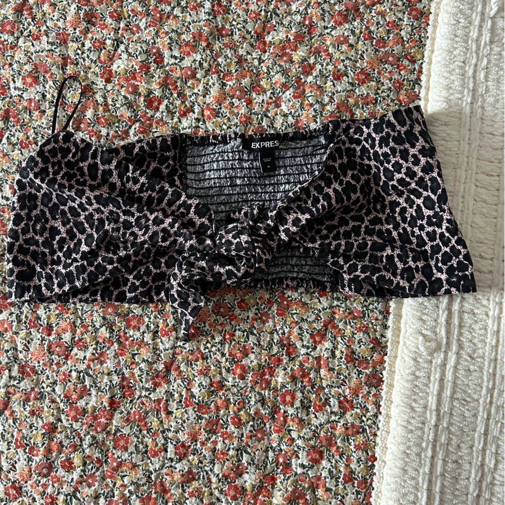 Express Black and Pink Animal Print Top